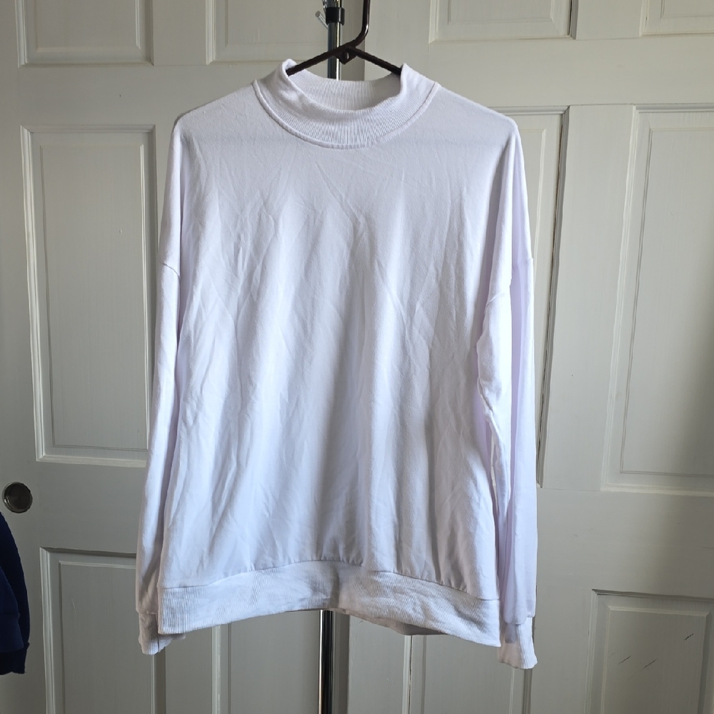 White Long Sleeve Turtleneck Top